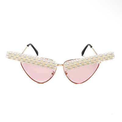 #ad European And American Retro Handmade Pearl Cat Eye Men and women sunglasses