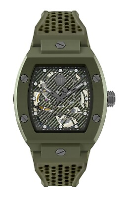 #ad Philipp Plein The $keleton Ecoceramic PWVBA0223 Men#x27;s Green 44mm Case Watch