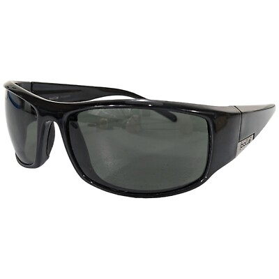 #ad Bolle King Sunglasses Polished Black Shiny Polarized Wrap Around TNS