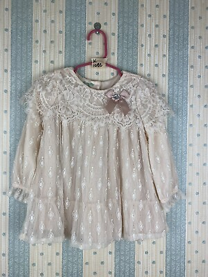 #ad Nannette Lace Top Long Sleeves Baby Toddler 24 months Ivory Buttons Bow