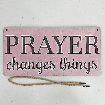 #ad Wooden Sign Prayer Changes Things Home Wall Hanging Decor Decorative String New