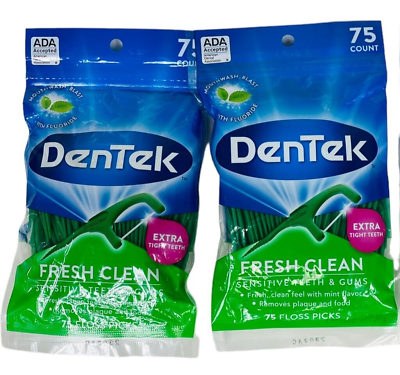 #ad DenTek Fresh Clean Sensitive Teeth amp; Gums Floss Picks 75ct Each Bag 2 Pack