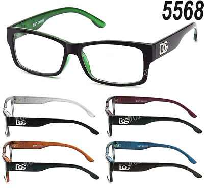 #ad Mens Women Clear Fake Lens Square Frame Eye Glasses Designer Fashion Two Tone RX