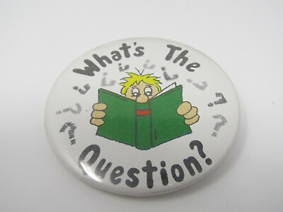 #ad What#x27;s The Question? Pin Button Guy Reading Design
