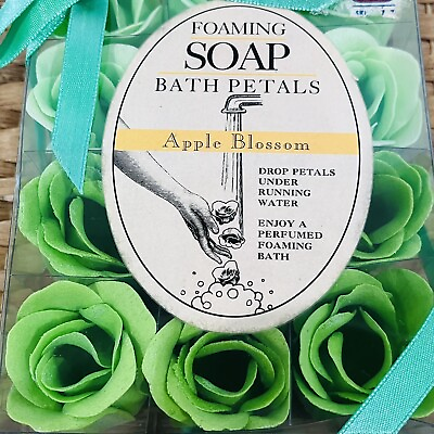 #ad 12 Green BATH PETALS ROSE SOAPS Apple Blossom Scent Unique Bathroom Decor