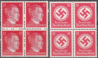#ad Stamp Selection Germany Block WWII 3rd Reich Hitler Official 12PF MNH