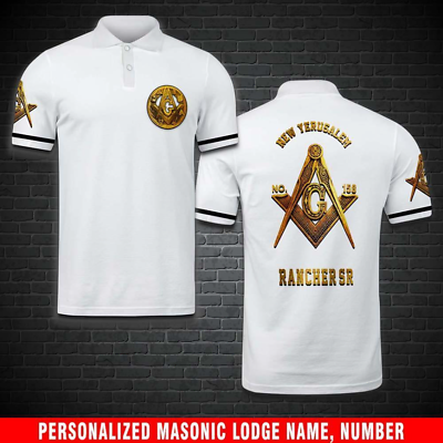 #ad Men’s Freemasonry 3D All Over Customized 3D Polo Shirt Size S 5XL