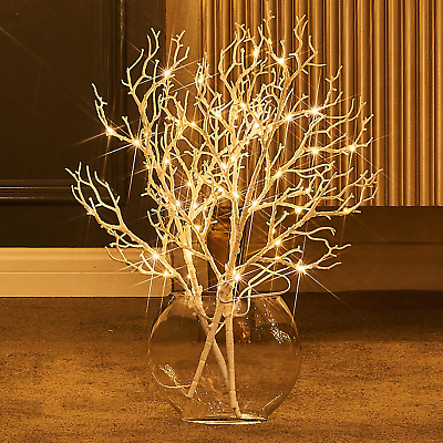 #ad Fudios Lighted White Twig Branches 21IN 75 LED with Timer Battery Operated for V