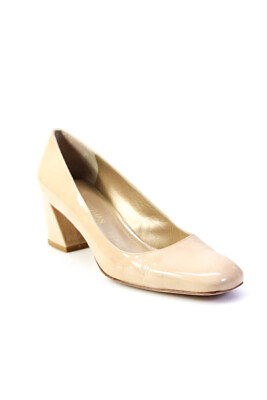 #ad Stuart Weitzman Womens Round Toe Patent Leather High Heel Pumps Beige Size 8