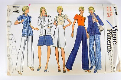 #ad Vintage Vogue Pattern 8495 Jacket Blouse Pants Skirt Size 12 Uncut Factory Fold