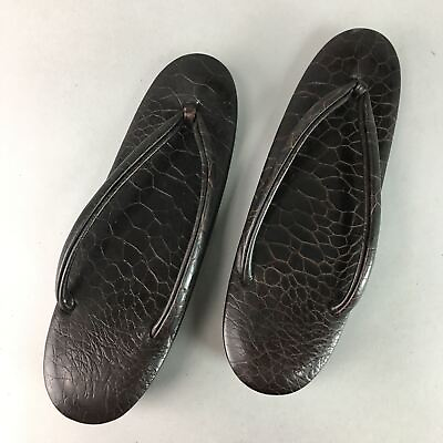 #ad Japanese Sandals Zori Kimono Accessory Vtg Imitation Crocodile Leather J815