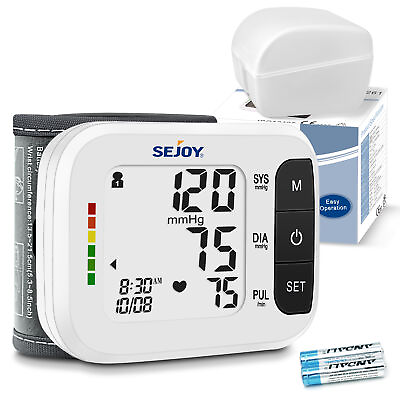 #ad SEJOY Wrist Blood Pressure Monitor Home Medical LCD Display Heart Rate Machine