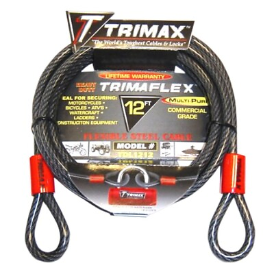 #ad Trimax Trimaflex Max Security Braided Cable Dual Loop Cable 12ft. x 12mm TDL1212