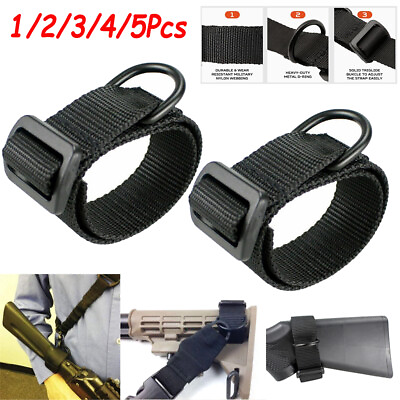#ad Adjustable Rifle Buttstock Sling 1.25” Nylon Strap with D Ring Loop for Hunting