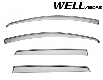 #ad WellVisors Side Window Deflectors for Hyundai Accent 12 17 Hatchback Black Trim