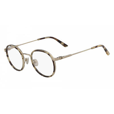 #ad Calvin Klein Unisex Eyeglasses Khaki Tortoise Round Frame Demo Lens CK18107 244