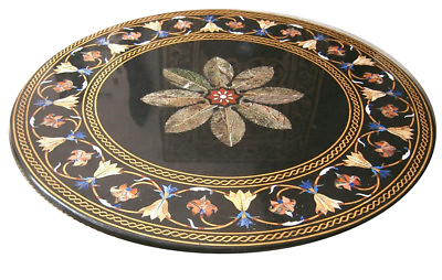#ad 42quot; Dining Table Top Inlay multi stones Marquetry Handcrafted Work