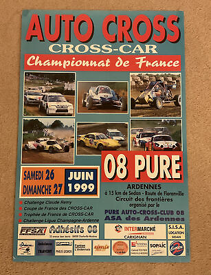 #ad ORIGINAL RARE VINTAGE AUTO CROSS CAR POSTER FRENCH 1999 PORSCHE RENAULT LANCIA