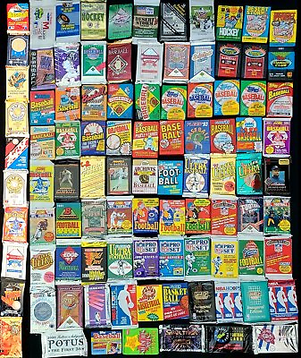 #ad 300 Lot of Vintage Unopened Basketball Baseball Football Cards in Sealed Packs