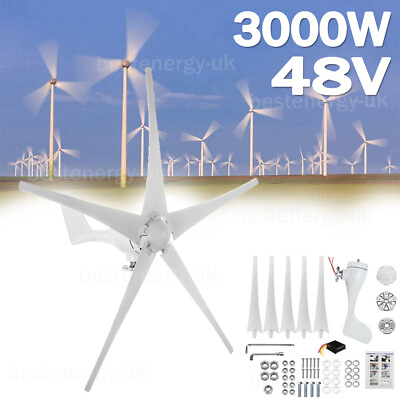 #ad 3000W Max Power Wind Turbine Generator Kit W Charge Controller DC 48V Windmill
