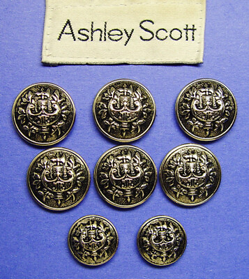 #ad 8 ASHLEY SCOTT DARK SILVER TONE METAL JACKET REPLACEMENT BUTTONS FAIR USED COND.