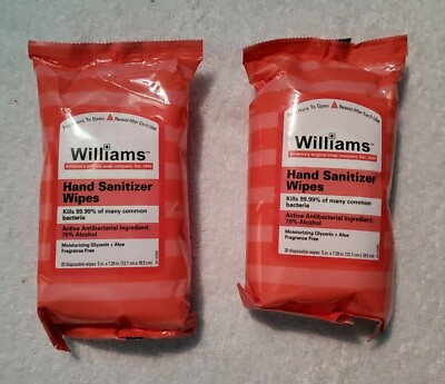#ad NEW Williams Hand Cleaning Wipes w Moisturizer Aloe Two 20 Packs Sets Each
