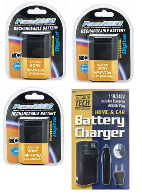 #ad 3X NP FV70A Batteries Charger for Sony AX60 AX30 AX33 AXP33 AXP35 AX700 CX450