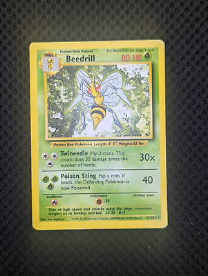 #ad Pokémon TCG Beedrill Base Set 2 21 130 Regular Unlimited Rare