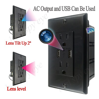 #ad Mini Wi fi Camera in Wall Outlet Socket’s AC and USB Output Can Be Used Black