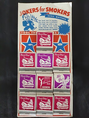 #ad Novelty Gag Matchbook Joke Store Display 1950s Jokers for Smokers NOS Gift
