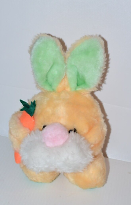 #ad Vtg MTY Intl Round Baby Bunny rabbit w carrot pastel yellow green