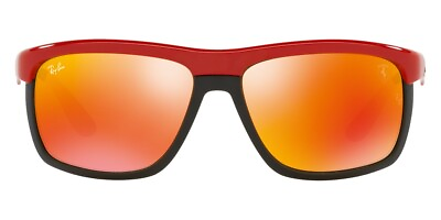 #ad Ray Ban Men Women Sunglasses Red On Matte Black Frame Brown Mirrored Orange Lens
