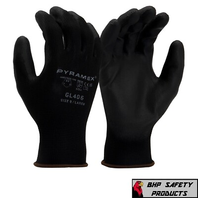 #ad Ultra Thin Black Work Gloves Polyurethane Palm Coated Nylon Shell GL406 12 Pairs