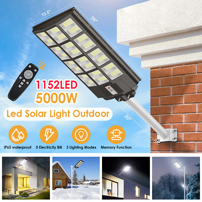 #ad 9900000000LM 5000W Commercial LED Solar Street Light Dusk to Dawn Road LampPole