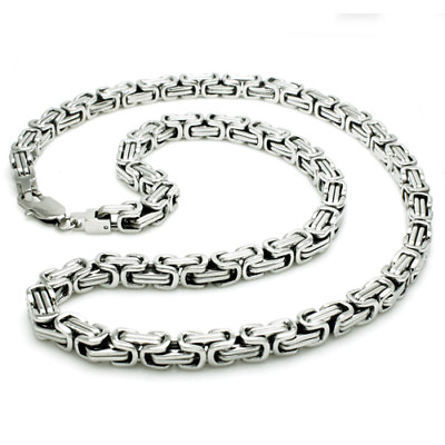 #ad Stainless Steel Imperial Byzantine Box Mens Chain Necklace 24quot;
