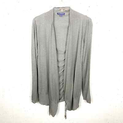 #ad Vivienne Vivienne Tam Open Front Cardigan Double Cinched Back Gray Size Medium
