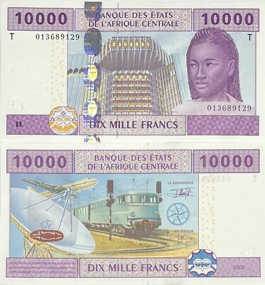 #ad Central African St. Congo 10000 FR. 2002 P 110Ta UNC