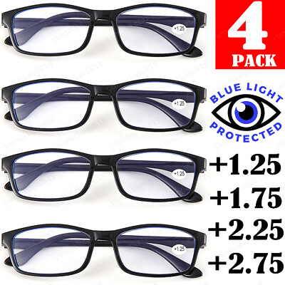 #ad 4PACK Reading Glasses for Women Men Spring Hinges Readers Lightweight Eyeglasses