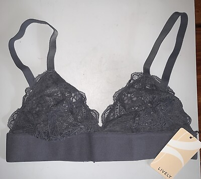 #ad Lively Gray Lace Wireless Bralette Size Small