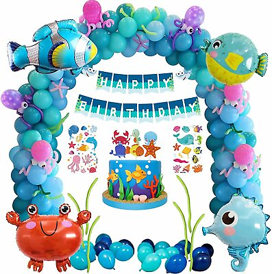 #ad Under Sea Ocean Happy Birthday Deco Balloon Arch Kit Baby Shower Balloon Garland