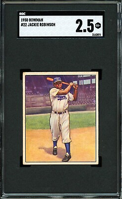 #ad 1950 Bowman #22 Jackie Robinson Brooklyn Dodgers SGC GD 2.5 PWCC E