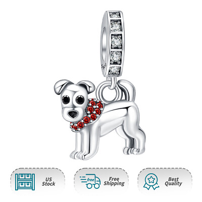 #ad Authentic S925 Dog Animal Dangle Charm Women Girl Bracelets Necklaces Pendants