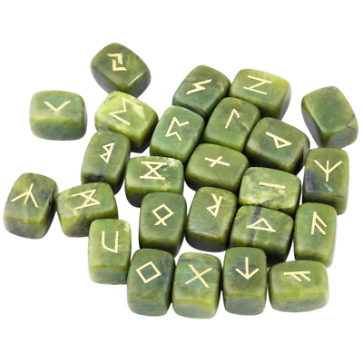 #ad Green Jade Cube Rune Set Crystal Stones Set Elder Reiki Healing gemstone 25 Pcs C $20.30