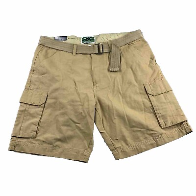#ad Narrow River Shorts Mens 34 Brown Cotton Cargo Belted Pockets NWT $25.05