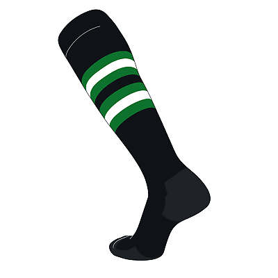 #ad TCK Elite Baseball Football Long Striped Socks I Black Kelly Green White