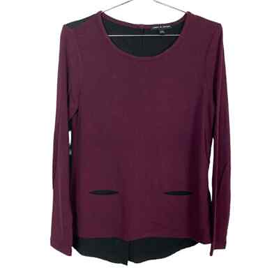 #ad Cable amp; Gauge Business Casual Pullover Top Shirt Size S Wine Purple Black