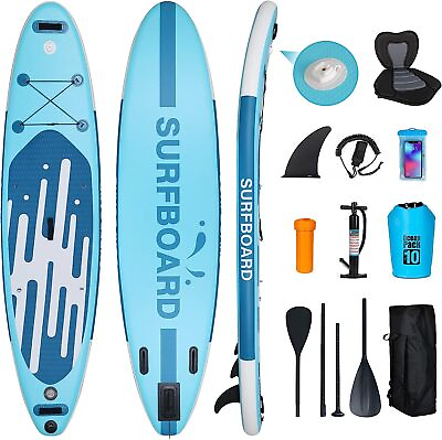 #ad 11ft Inflatable Paddle Board Stand Up Surfboard SUP Complete Kit w Kayak Seat