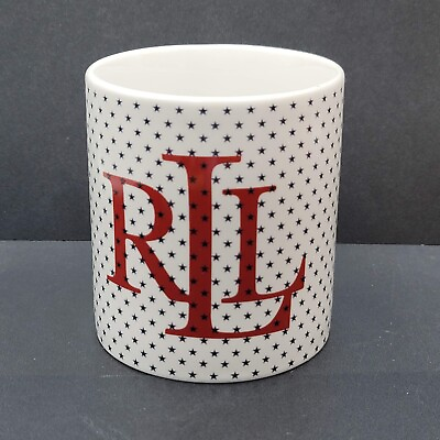 #ad Lauren Ralph Lauren LRL Red White Blue Stars Coffee Mug Cup 4quot;