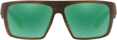 #ad Native Eyewear Eldo Rectangular Sunglasses Wood Black Green Reflex Polarized