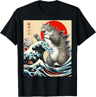 #ad Catzilla Cat Japanese Art Funny Cat Gifts For Men Women Unisex T Shirt